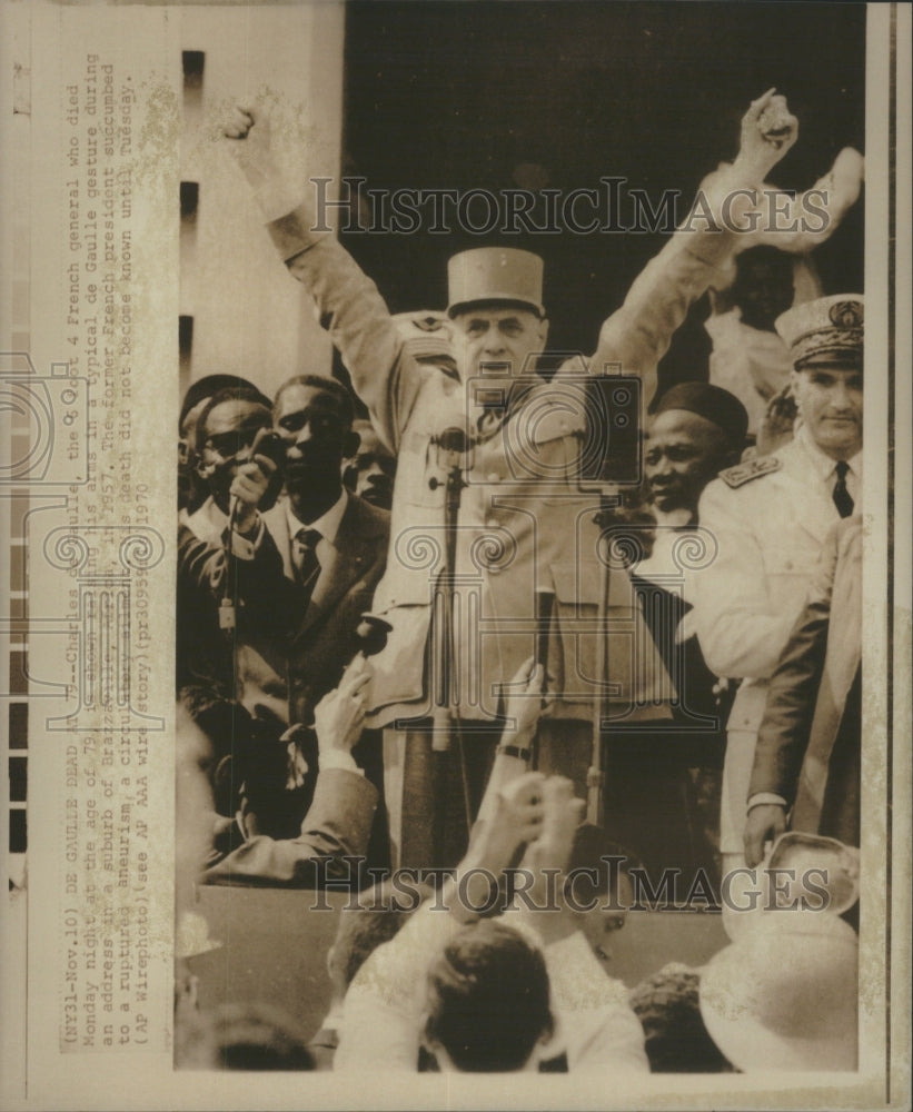 1970 Press Photo French President Charles De Gaulle Cir - Historic Images