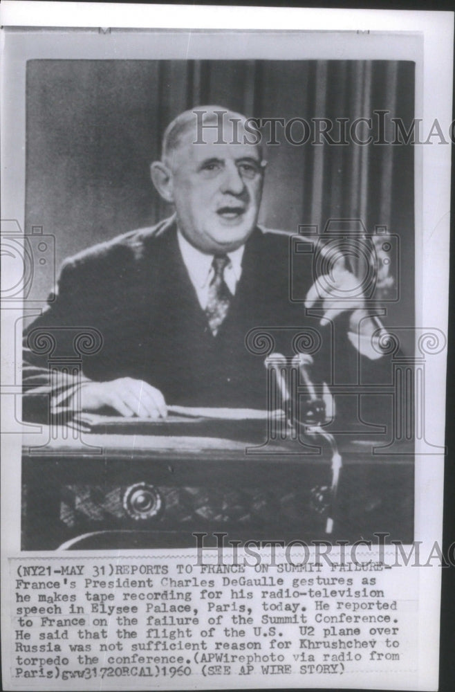 1960 France President Charles DeGualle Elys - Historic Images