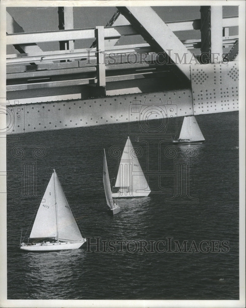 1974 Sailboat Race Sunshine Skyway Bridge T - Historic Images