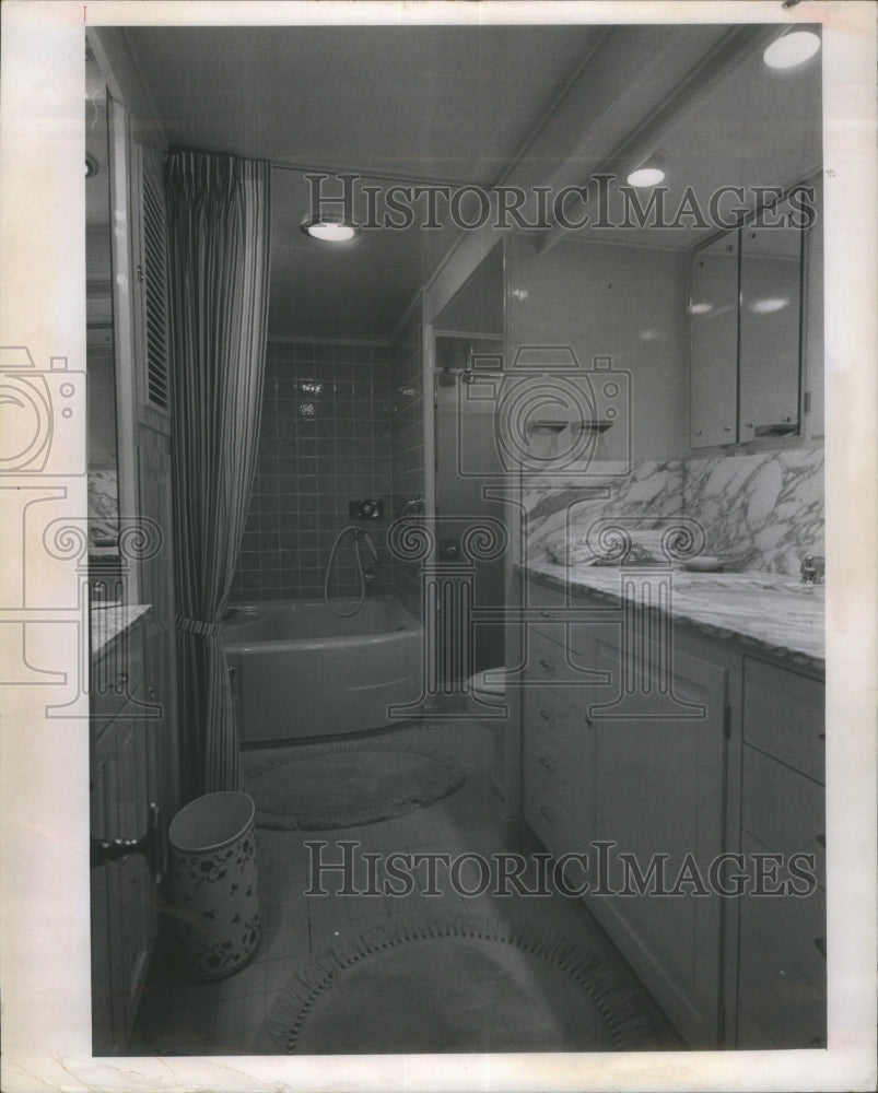 1966 master bath in yacht, The Eagle - Historic Images