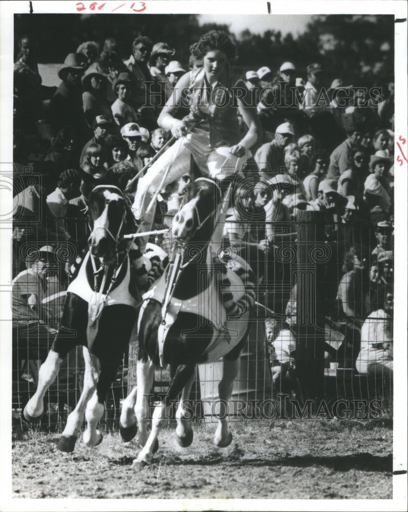 1982 Denside Rabinett stunt riding rodeo cr - Historic Images