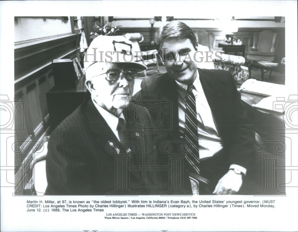 1989 Press Photo Martin Miller Evan Bayh oldest lobbyis- RSA28715 - Historic Images