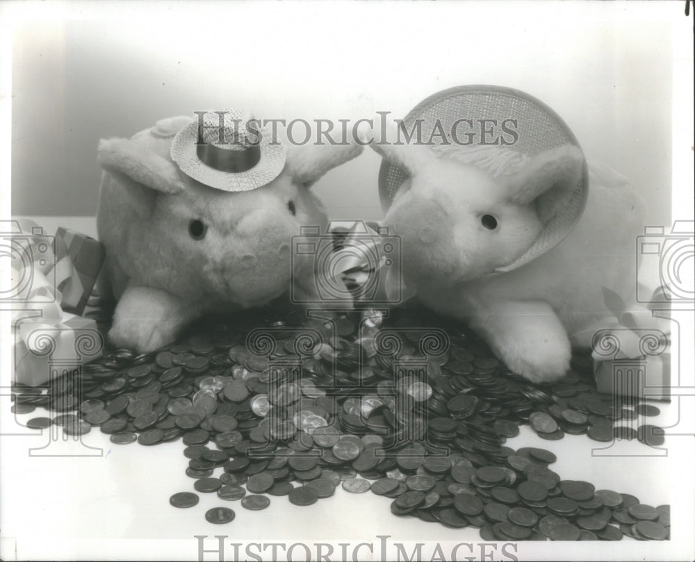 1980 Plush Toy Piggy Bnak - Historic Images