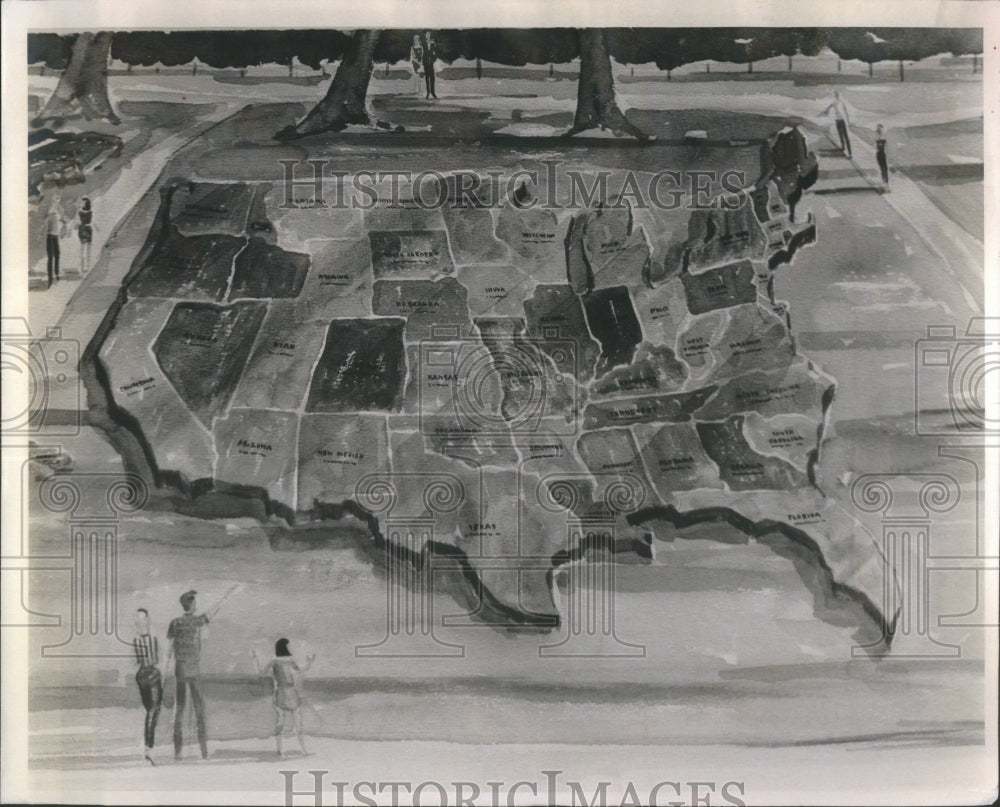 1970 Press Photo Clearwater dormant stone map sign- RSA29523 - Historic Images