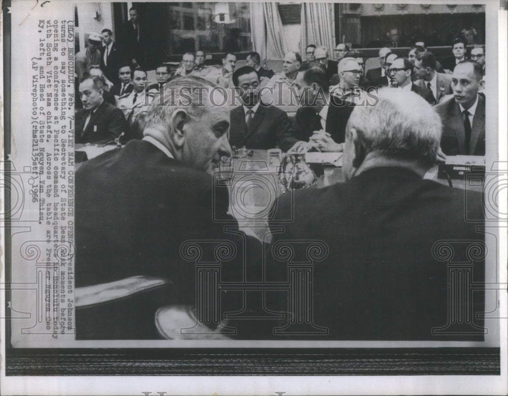 1966 Press Photo President Johnson State Dean Rusk Conf- RSA29565 - Historic Images
