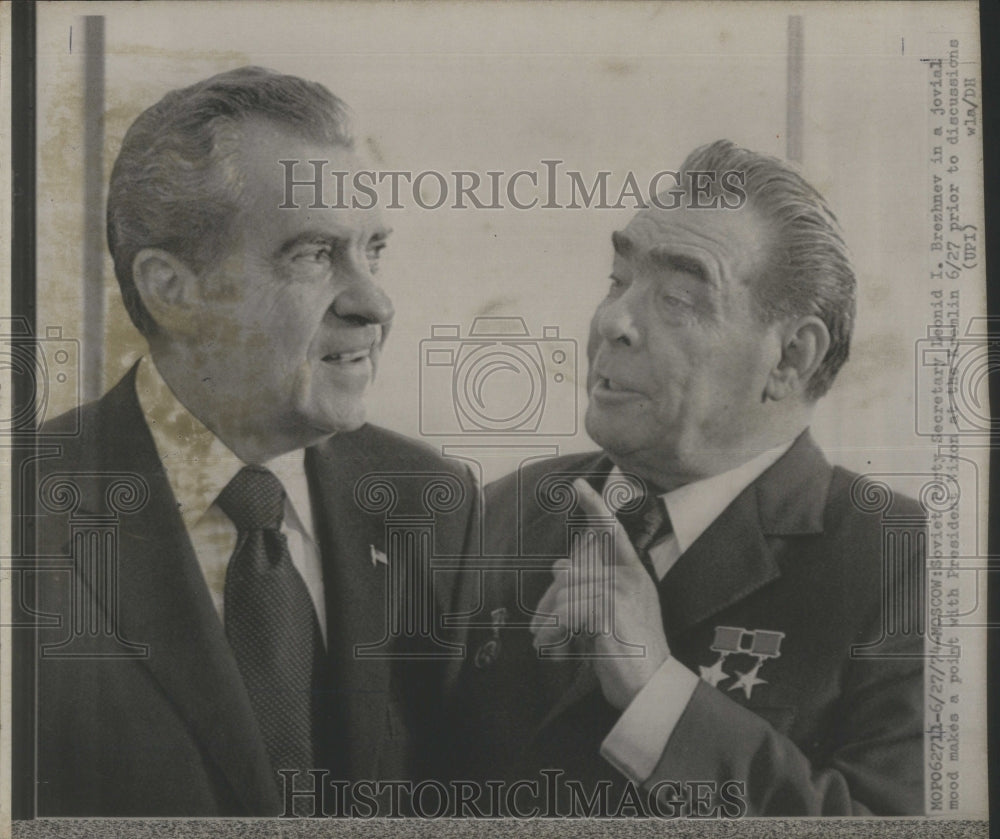 1974 Press Photo Pres Nixon Soviet Secretary Leonid Bre- RSA29575 - Historic Images