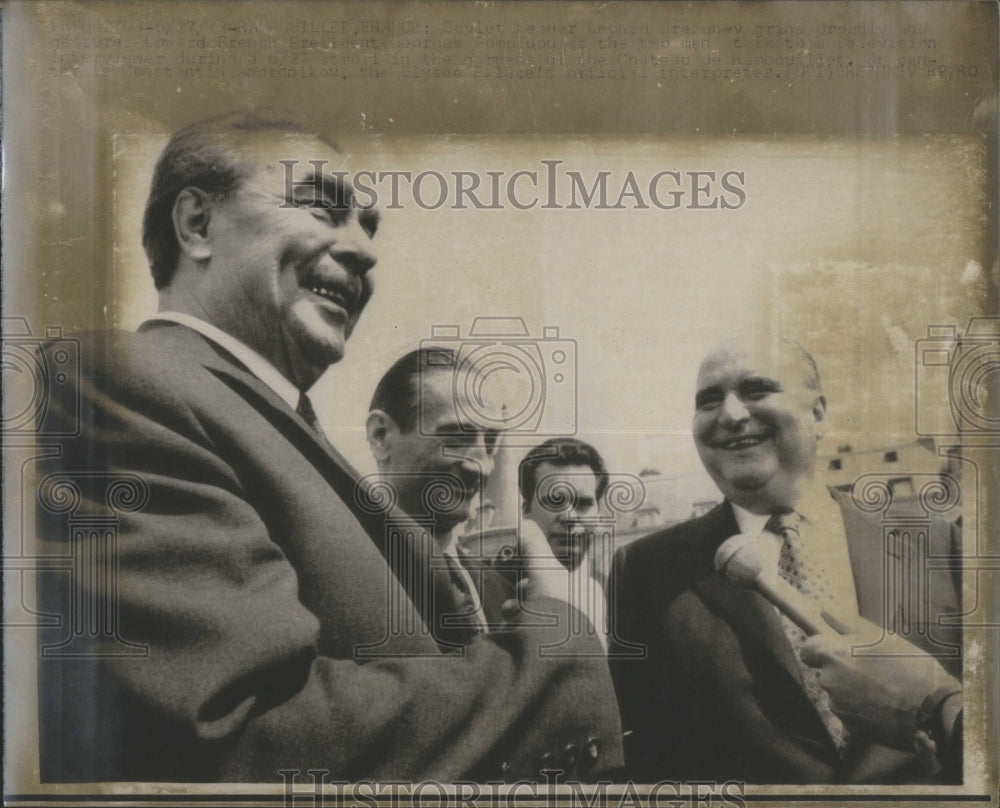 1973 Soviet Brezhnev &amp; French President Pom - Historic Images