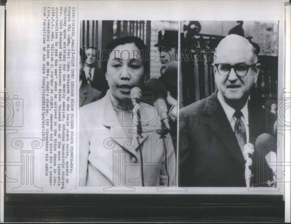 1972 Mrs Nguyen Thi Dinh Viet Cong Nixon Pa - Historic Images