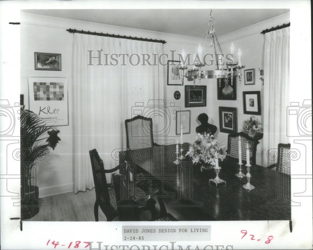 1985 Interior Decorating White Theme Dining - Historic Images