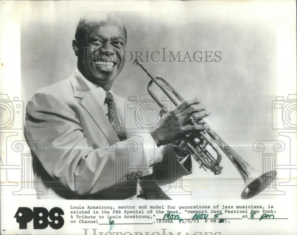 1973 Press Photo Musician Louis Armstrong PBS Tribute N- RSA33081 - Historic Images