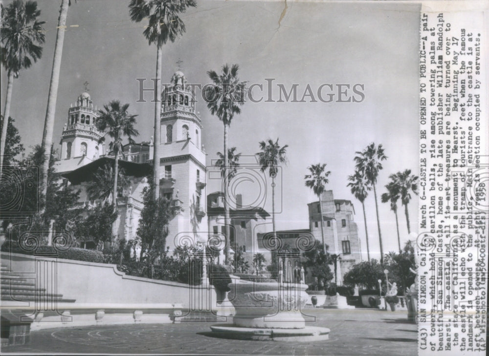 1958 William Randolph Hearst Castle Califor - Historic Images