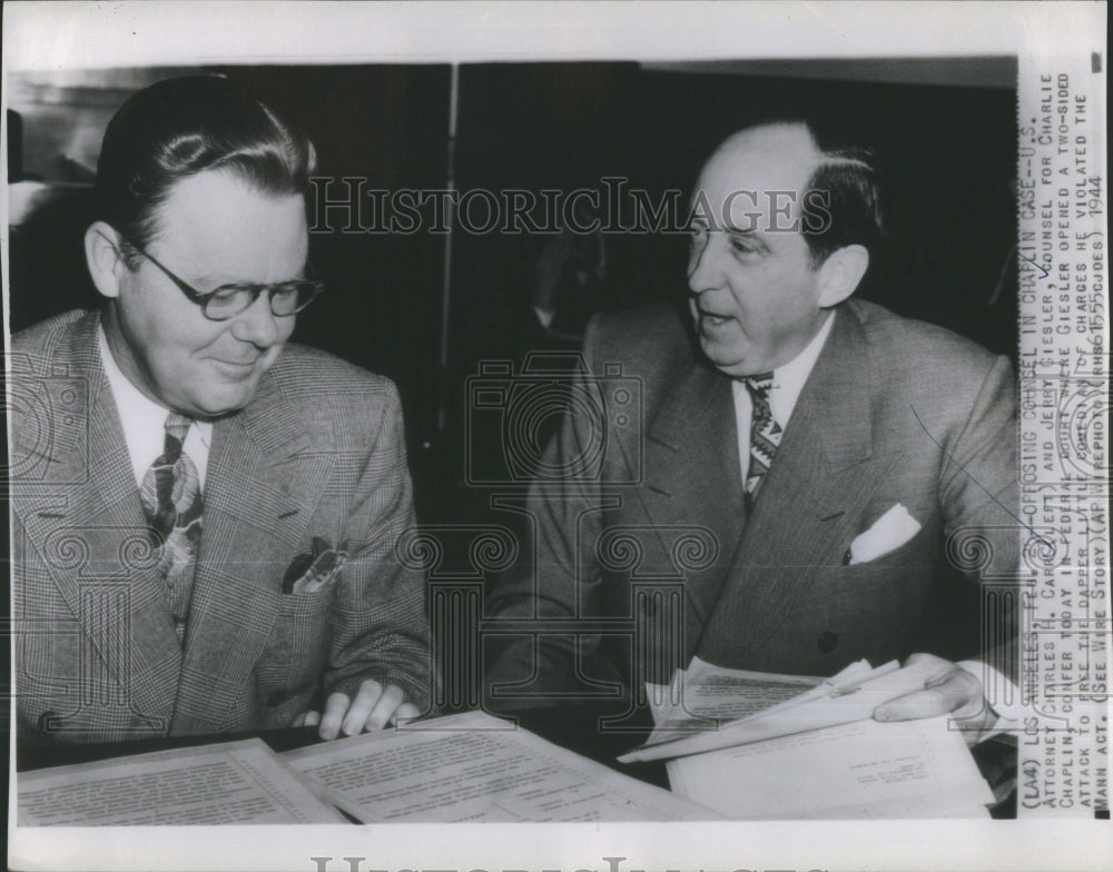 1944 Press Photo US Attorney Charles Carrie Jerry Ciesl- RSA33407 - Historic Images