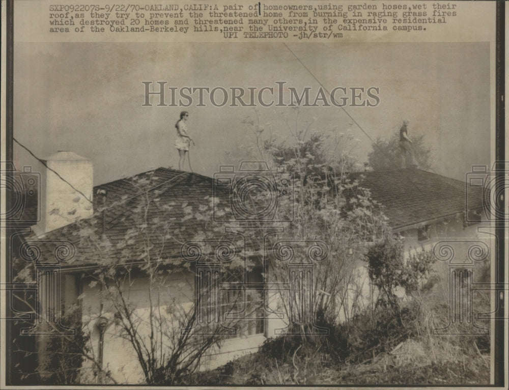 1970, Homeowners Wet Roof In Attempt To Save- RSA33721 - Historic Images