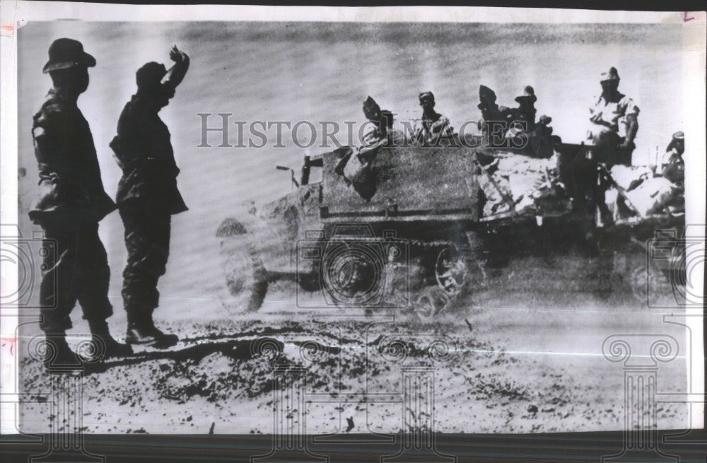 1956 Israeli troops halftrack wave Egypt Si-Historic Images