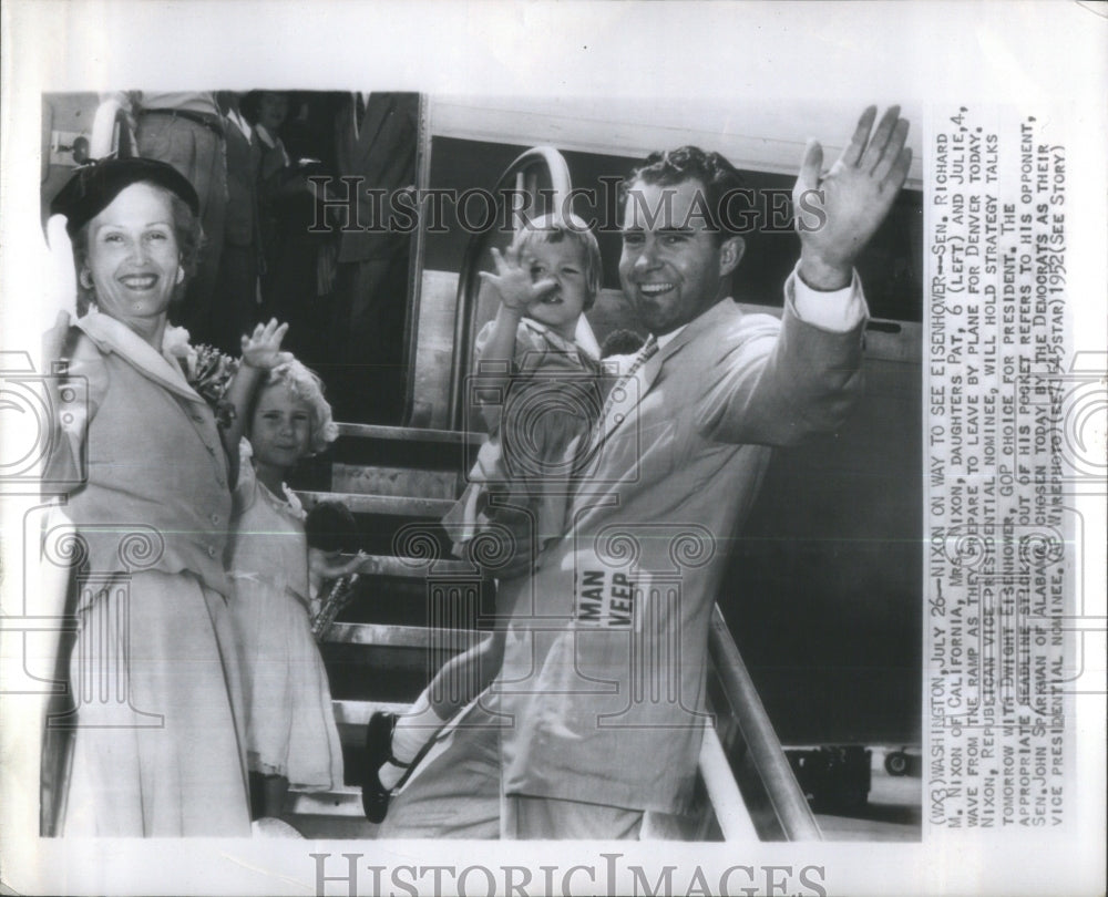 1952 Press Photo Sen Richard Nixon Pat Julie California- RSA34077 - Historic Images