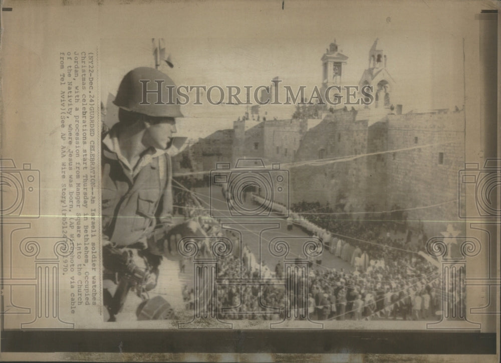 1970 Israeli Soldier Guards Church of the N-Historic Images