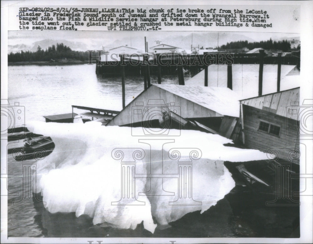 1958 Press Photo Chunk Broke LeConte Glacier Frederick- RSA34595 - Historic Images