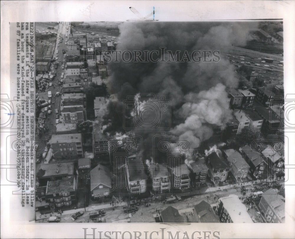 1957 Adrew Square Boston Smoke Flame Fire-Historic Images