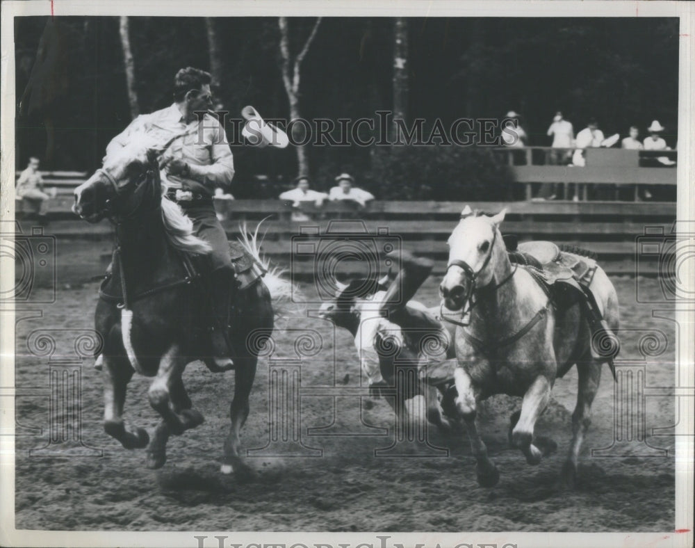 1970 Press Photo Cowboys falls during rodeo, Rainbow Sp- RSA35817-Historic Images