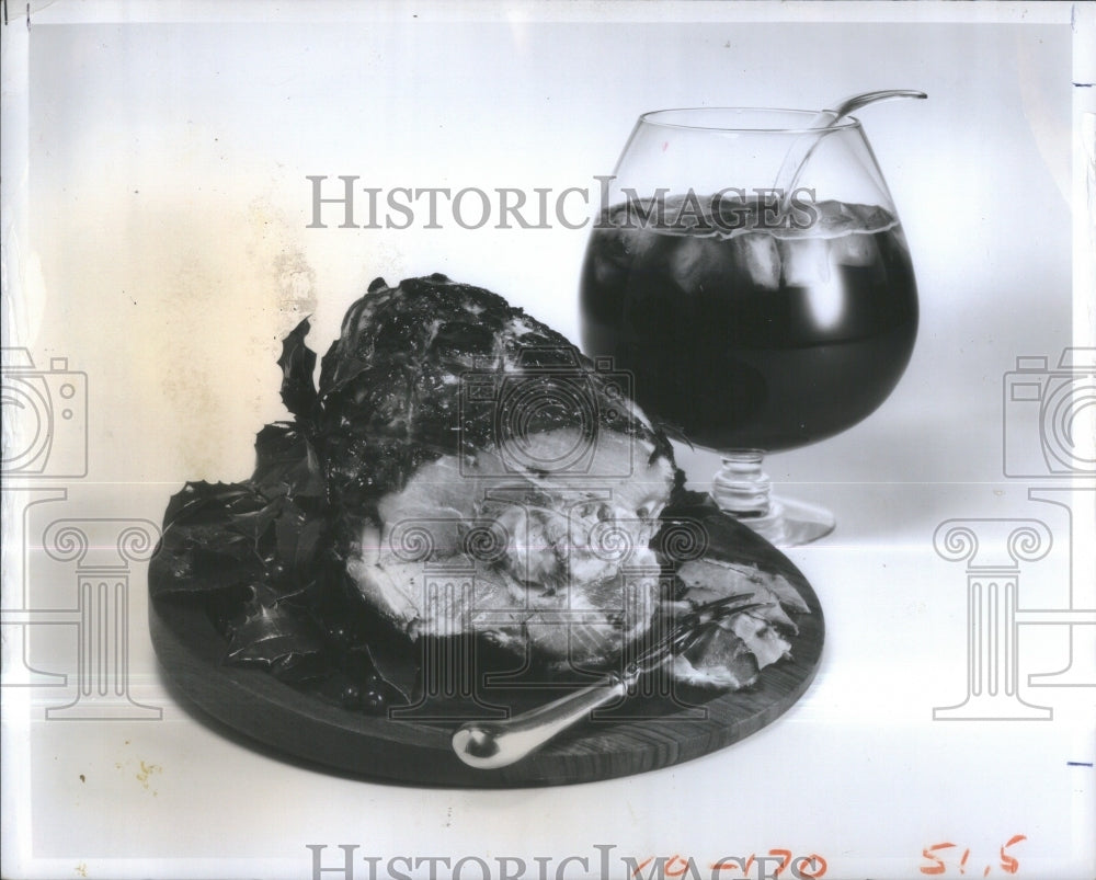 1975 Christmas buffet Glazed Ham Cape Cod C - Historic Images