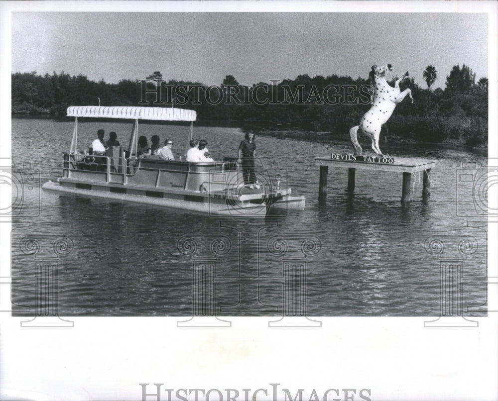 1973 Bayou Lady Boat Cross Bayou Canal Pine - Historic Images