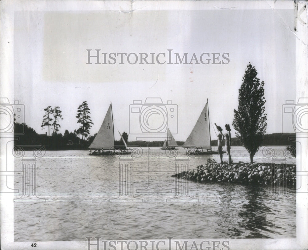 1948 Sailing Michigan north woods lake - Historic Images