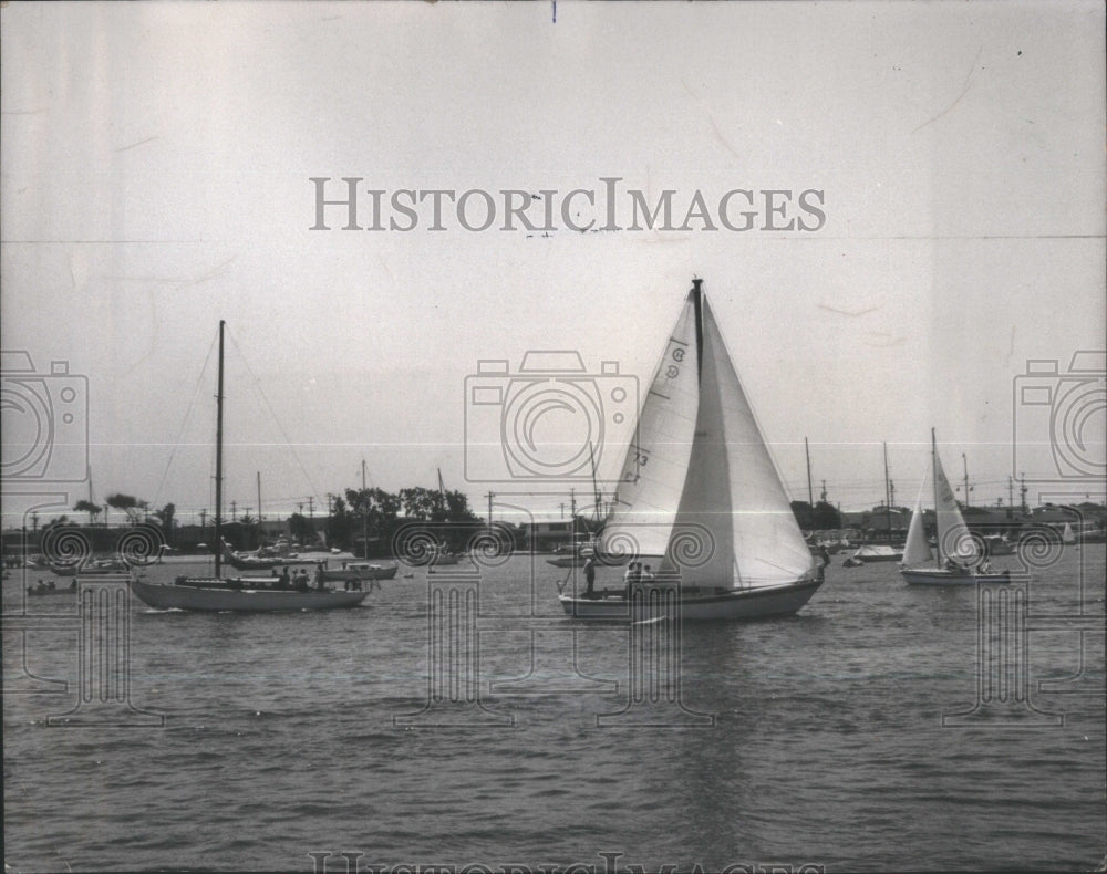 1969 Boat traffic Newport Harbor schooners - Historic Images