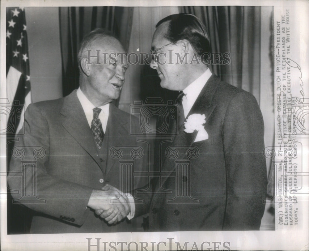 1953 Eisenhower Prince Bernhard Netherlands - Historic Images