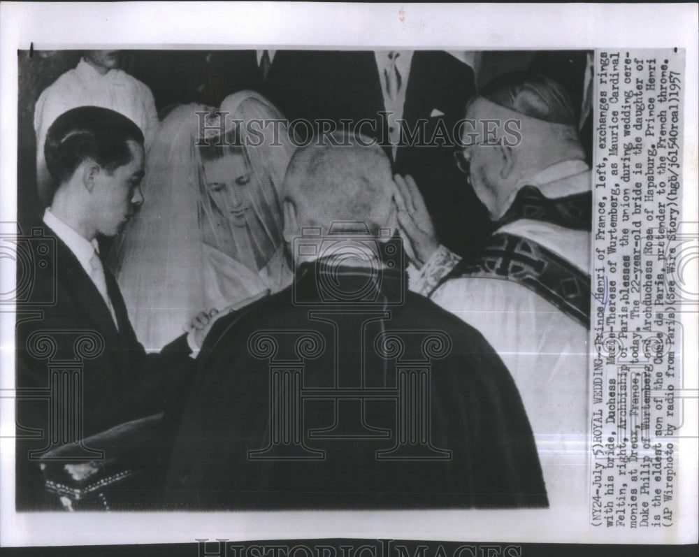 1957 Prince Henri-Exchanges Rings-Bride Duc - Historic Images