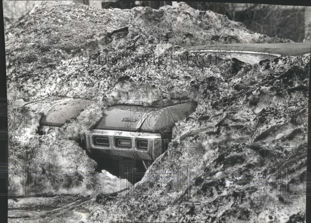 1978 Snow Storm Car Park Oakton Chicago - Historic Images