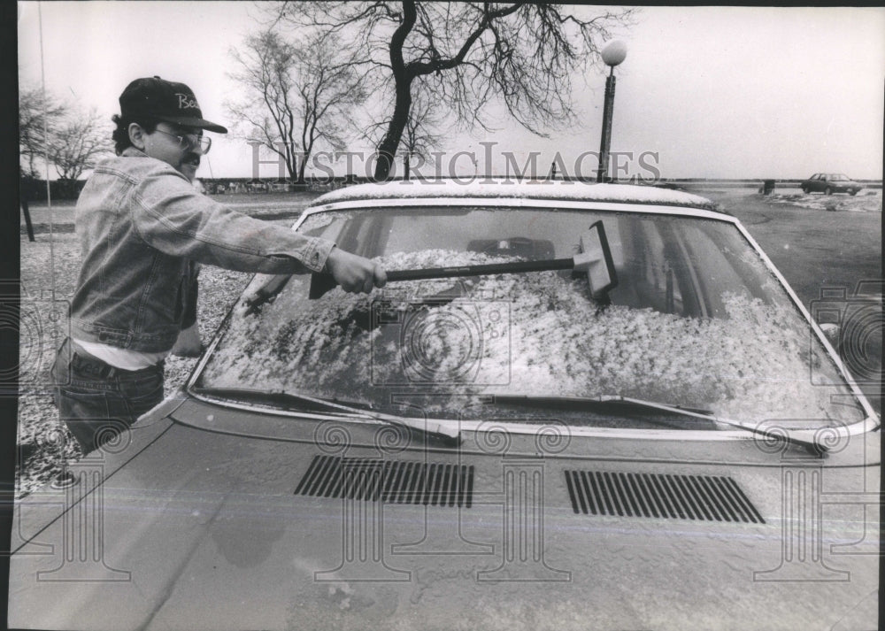 1989 Springtime Nick Kambylis Removing Snow - Historic Images