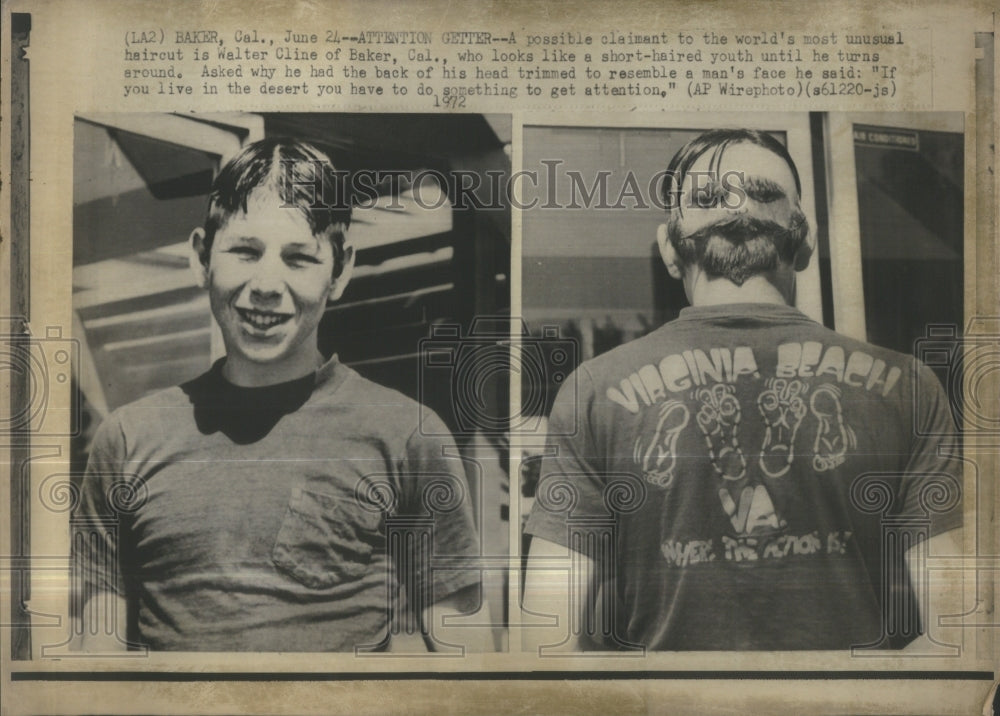 1972 Unusual Haircut-Walter Cline-Baker Loo-Historic Images