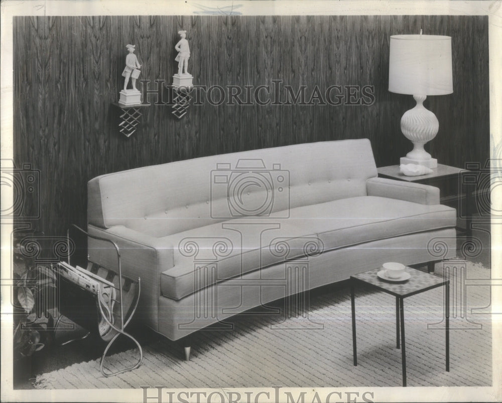 1956 Press Photo crescent sofa sculptured look upholste - Historic Images