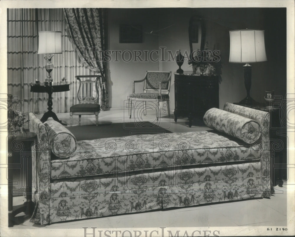 1961 Two Armed Chaise Double Duty Bed Extra - Historic Images