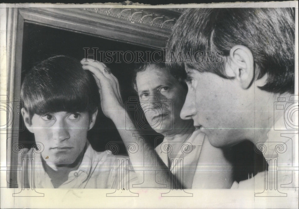 1966 Student Longer Hair Looking Mirror - Historic Images