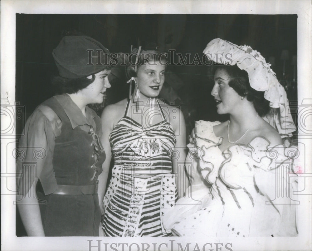 1951 Ladies Dressed in Costumes at Social E - Historic Images