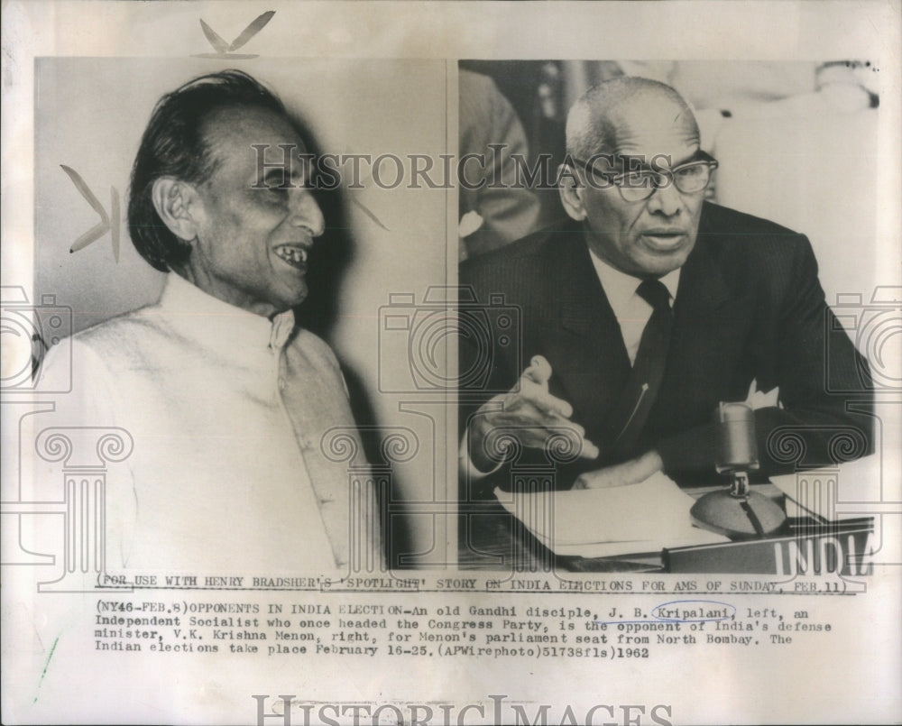 1962 JB Kripalani Congress Party head India - Historic Images