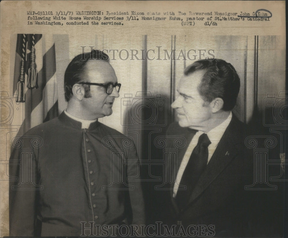 1973 President Nixon Reverend Monsignor Kuh-Historic Images