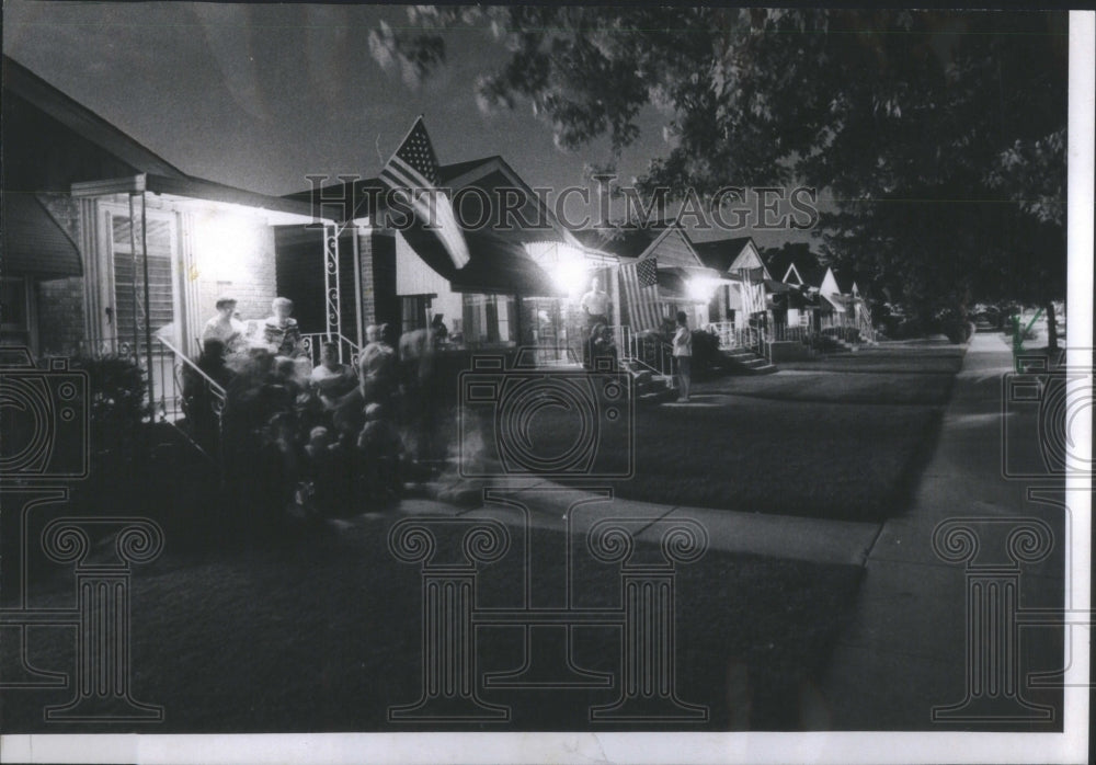 1970 American flags waving breeze Meade - Historic Images