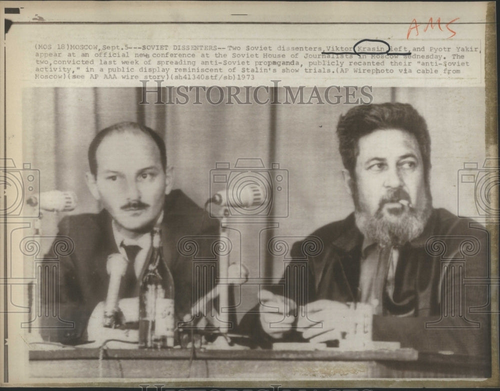 1973 Viktor Krasin Pyotr Yakir Soviet Two - Historic Images