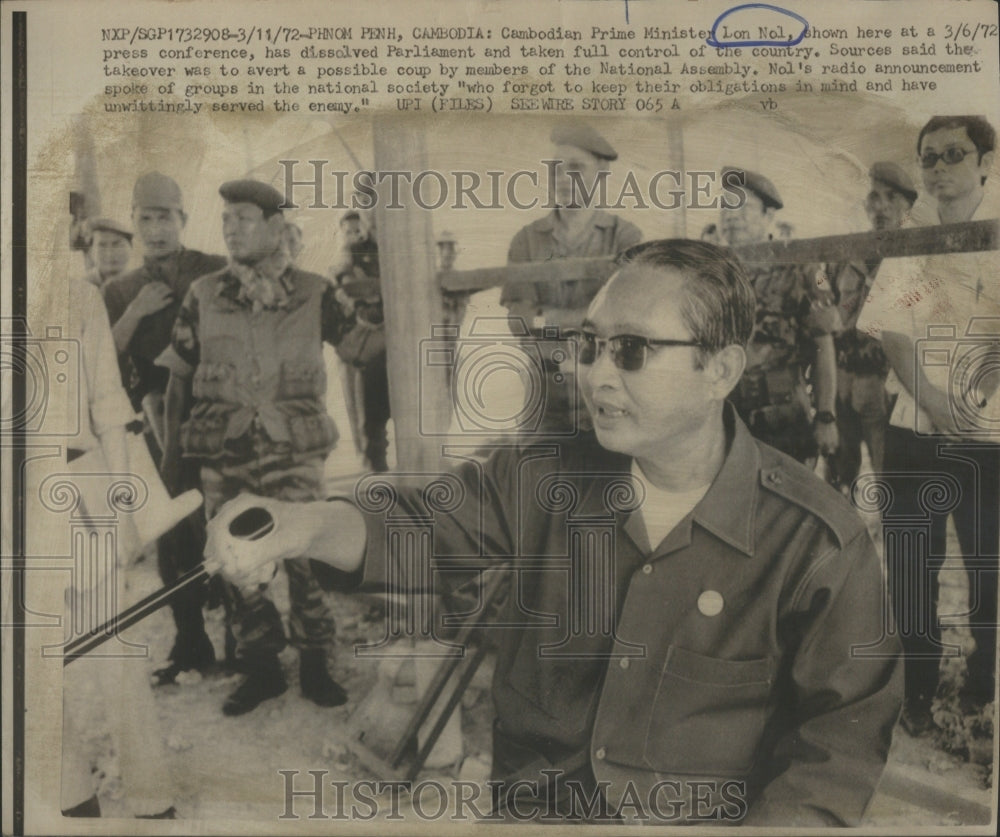 1972 Press Photo Cambodian Prime Minister Lon Nol- RSA44075 - Historic Images