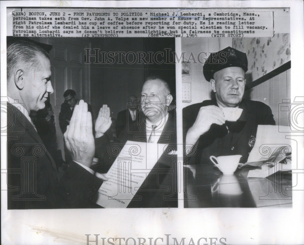 1965 Press Photo Michael Lombardi Gov John Volpe take- RSA44099 - Historic Images