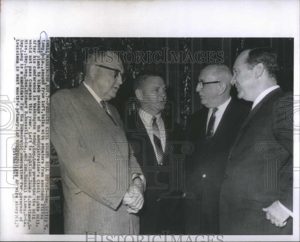 1963 Rep. Gillis W Long D-La talks Senators - Historic Images