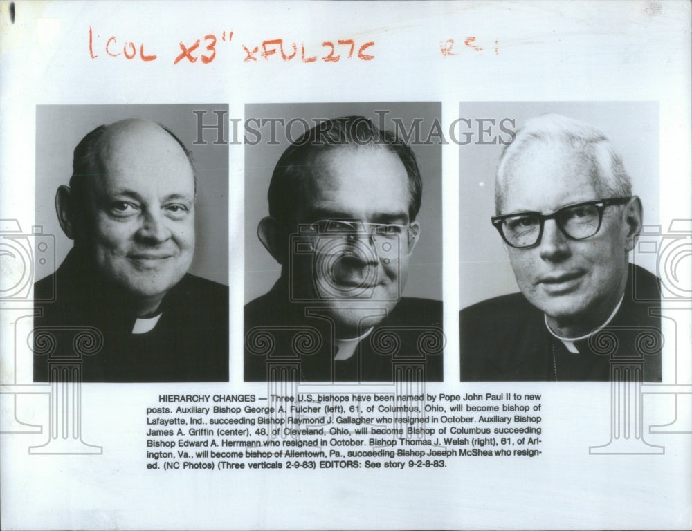 1984 Three US Bishops Pope John Paul II new - Historic Images