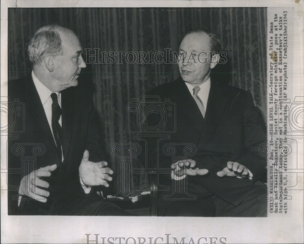 1963  DEAN RUSK SECRETARY OF STATE VASSILY - Historic Images