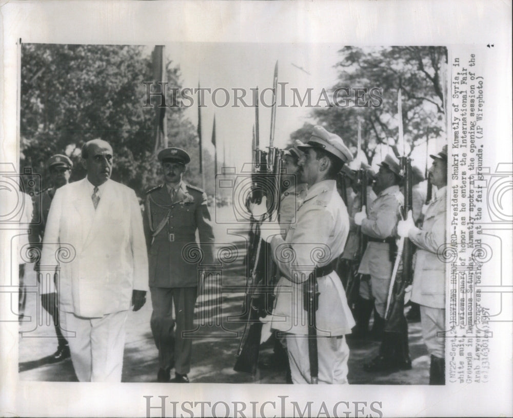 1957 Press Photo President Shukri Quwatli of Syria at D- RSA45581- Historic Images