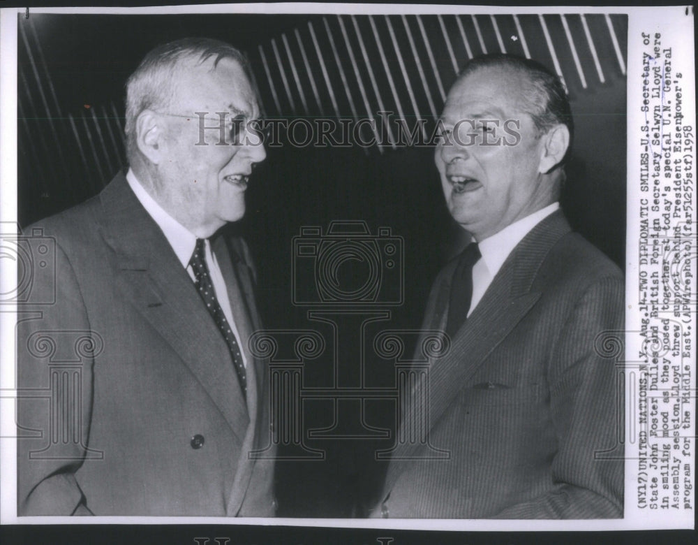 1958 John Foster Dulles &amp; Selwyn Lloyds - Historic Images