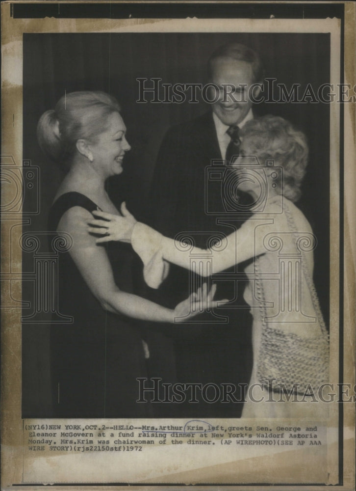 1972 Mrs. Arthur Krim Sen. George McGovern - Historic Images