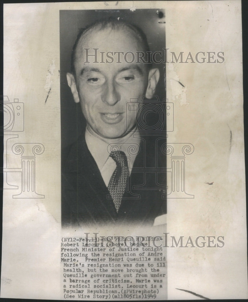 1949 Robert Lacourt  Minister Resignation-Historic Images