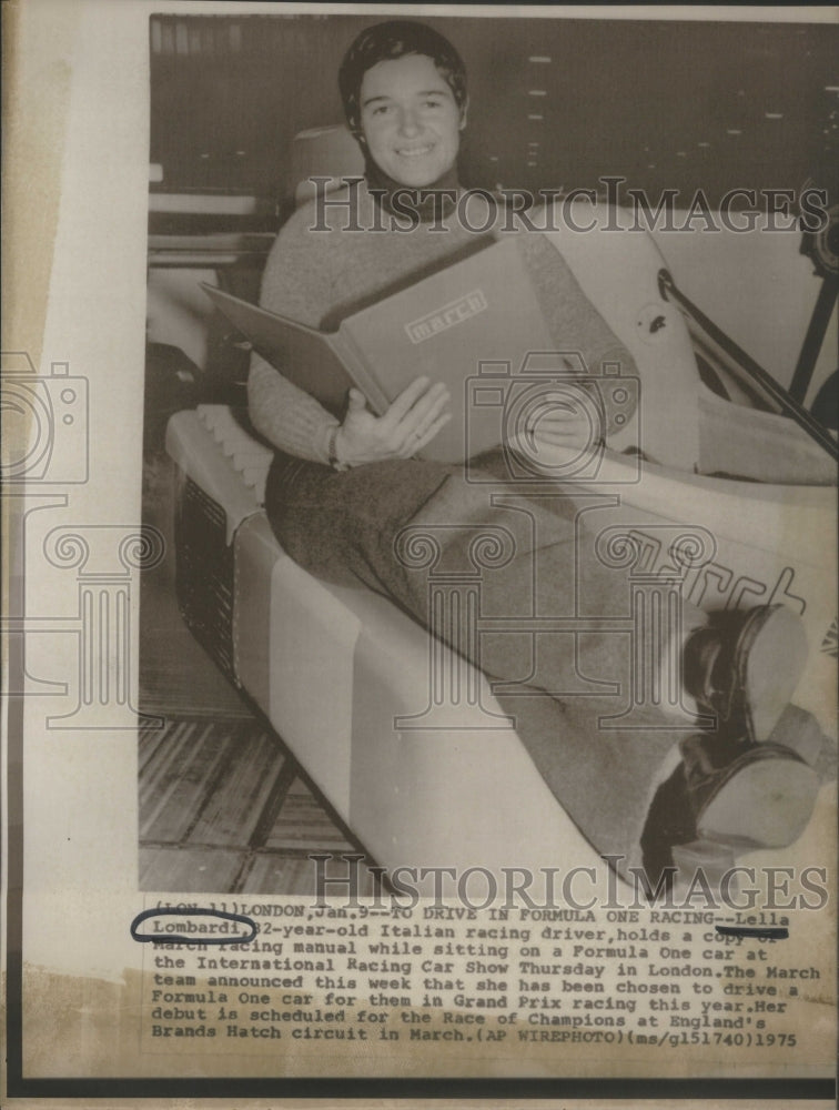 1975 Lella Lombardi Italian Race Car Driver - Historic Images